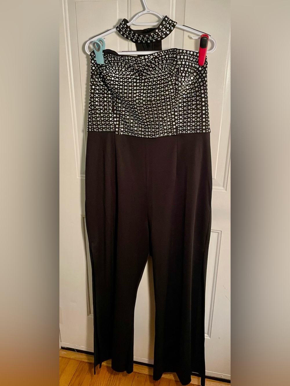 VENUS Rhinestone Embellished Halter
Wide-leg Jumpsuit | NYE Party Glam- size 20